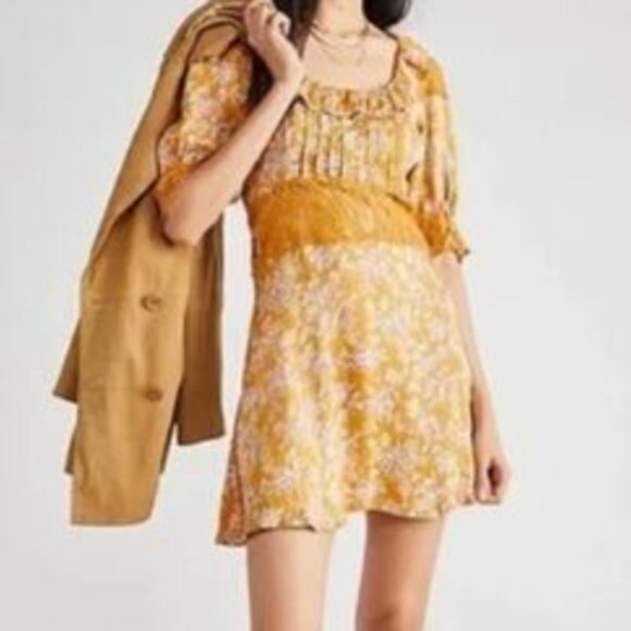 Free People Lucie Mini Dress in Marigold Size 4 - Picture 8 of 10
